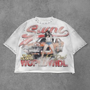 Custom Distressed 100% Cotton Vintage Rhinestone Cropped T-shirts Men