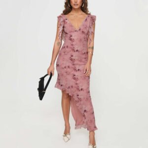 Custom Pink Floral Midi Dress – High-Quality OEM Clothing Manufacturer