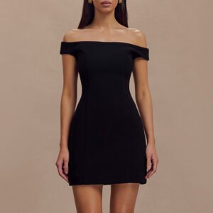 Women's Black Crepe Off Shoulder Mini Dress – High-Quality OEM Manufacturer