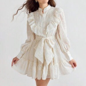 Romantic Light Yellow Long-Sleeved Dress – Custom OEM Clothing Manufacturer