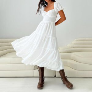 Custom White Midi Dress – High-Quality OEM Clothing Manufacturer