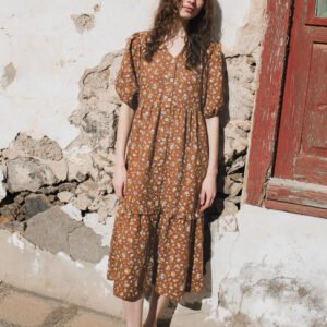 V-Neck Linen Floral Dress – OEM Manufacturer