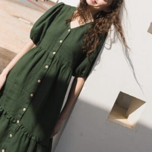 Minimalist V-Neck Linen Dress – OEM Manufacturer